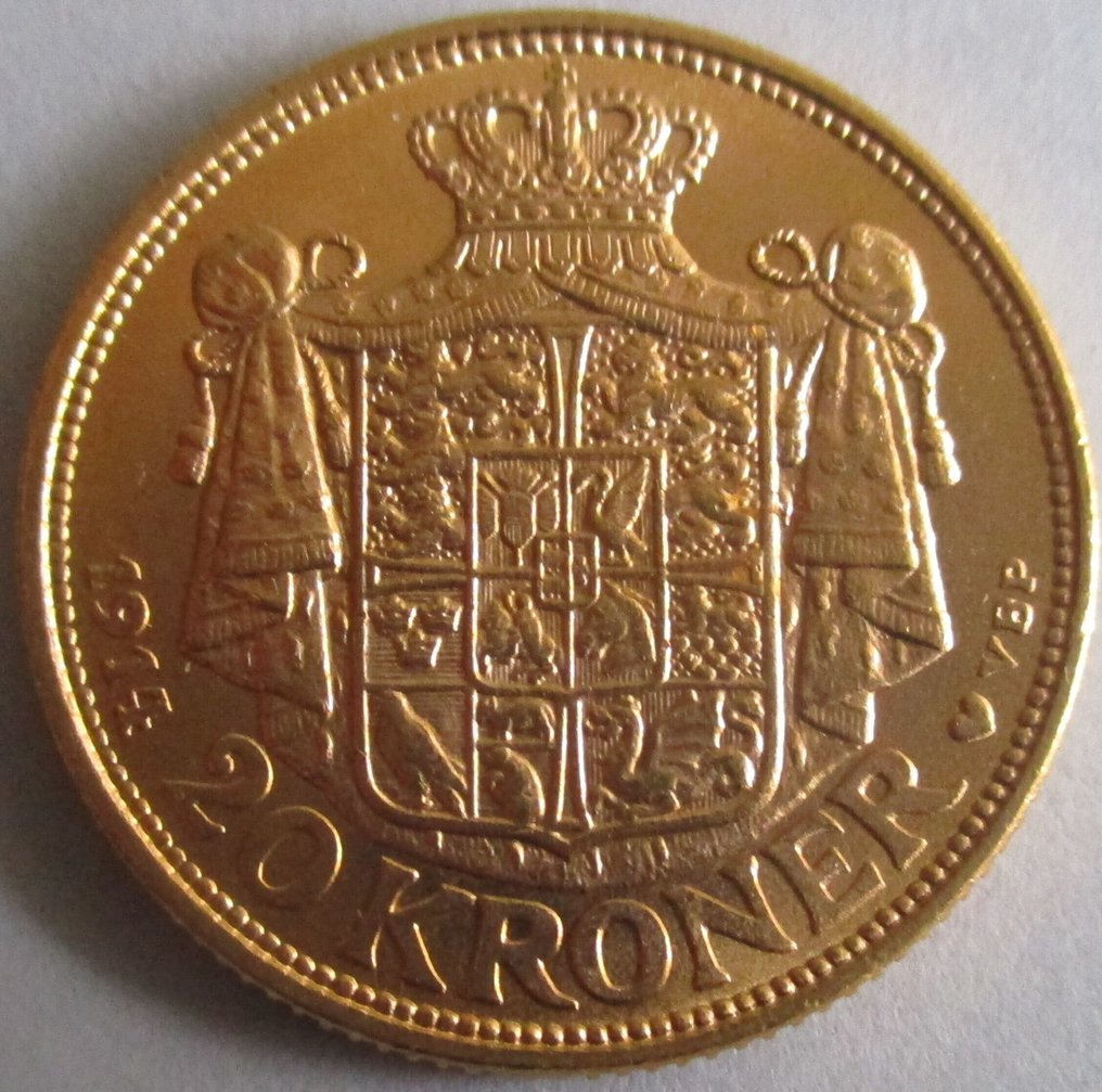 Î”Î±Î½Î¯Î±. Christian X. 20 Kroner 1914 VBP #1.0