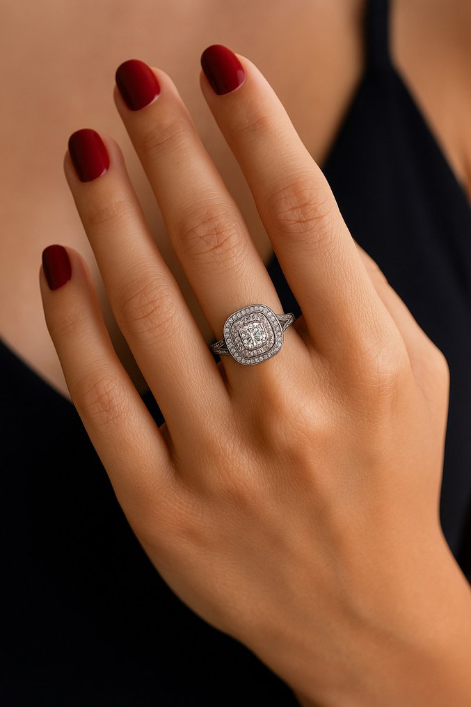 戒指 - 14K包金 白金 - 1.06ct. tw. 钻石 (天然) - 钻石 - R00120 #1.0