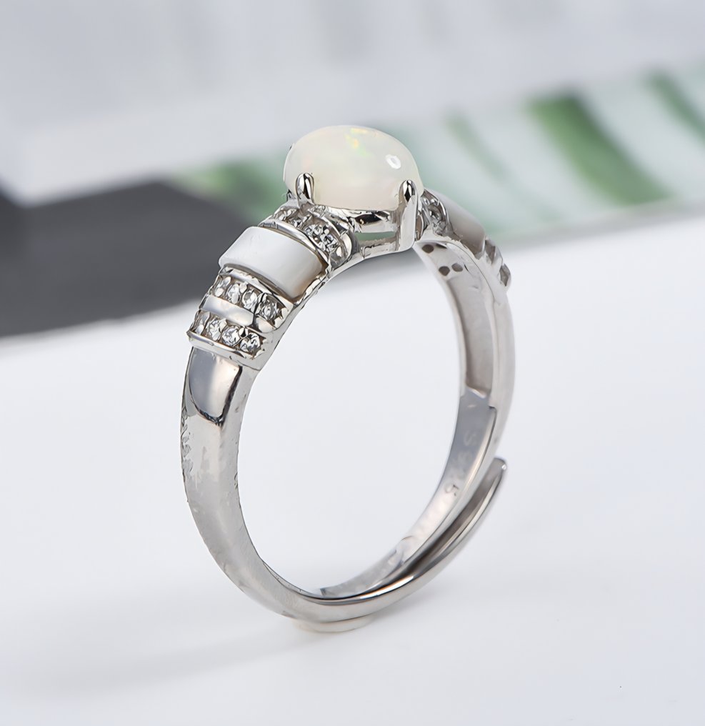 Nincs minimálár - Gyűrű Ezüst - 1.50ct. tw. Opál #3.2