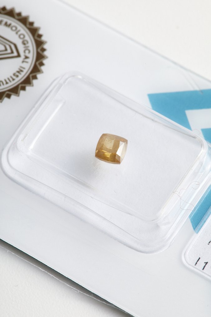 没有保留价 - 1 pcs 钻石 (天然色彩的) - 0.62 ct - 枕形 - Fancy 橙色 黄色 - I1 内含一级 - 国际宝石研究院(IGI) #2.1