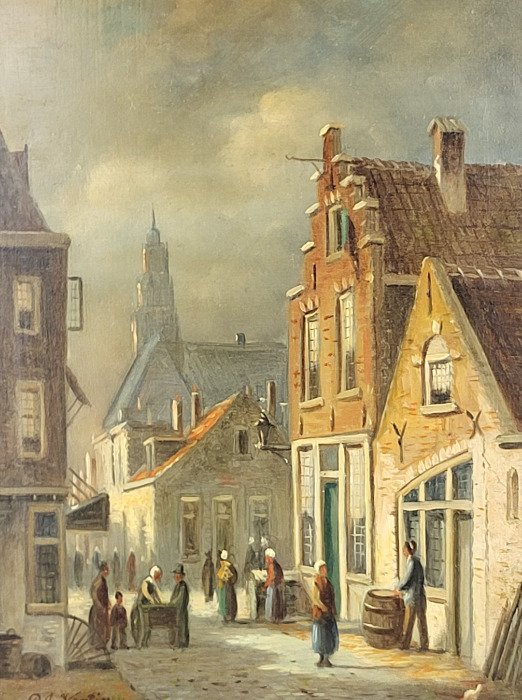 P. G. Vertin (XIX-XX) - Atmospheric Dutch Street Scene #1.0