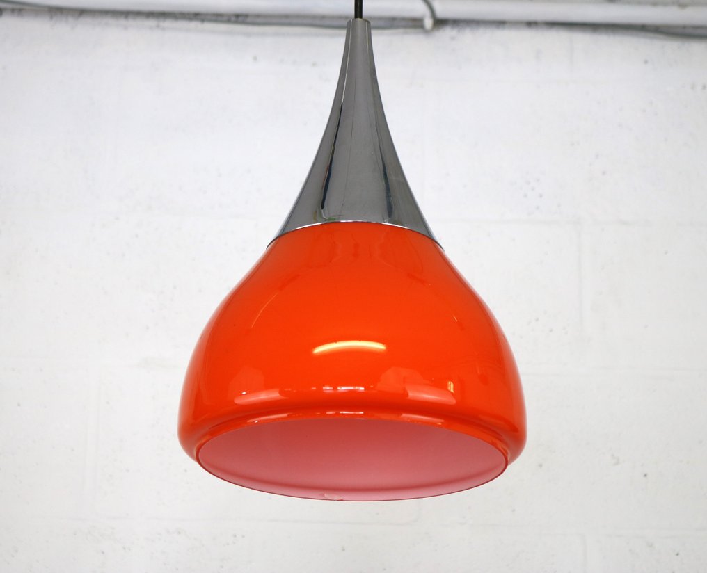 Limburg Glashütte - Lampada a sospensione - Vetro rosso e top in chrome. - Alluminio, Vetro #2.1