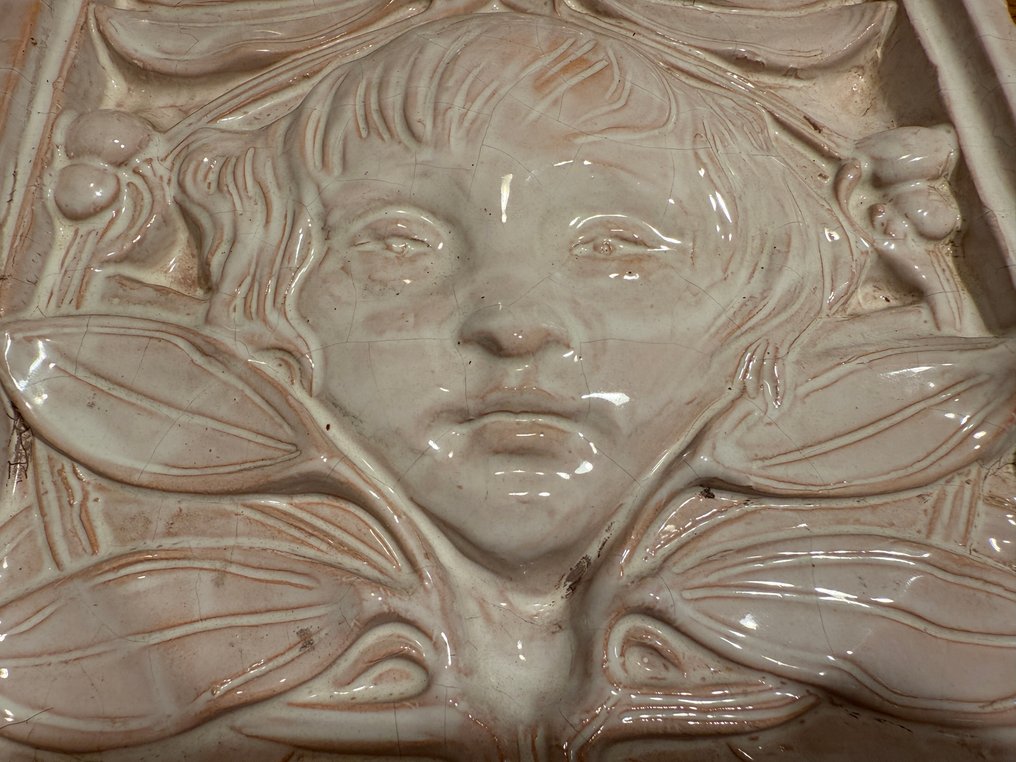  瓦 - 青年风格通风瓷砖用于炉子 - 1900-1910 - 新艺术风格通风瓷砖  #4.3