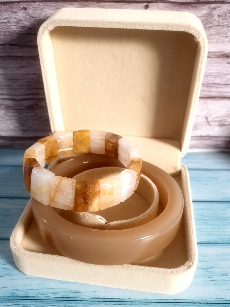 Beige Agate - Bangle - 2Pc Bangle and Bracelet #1.0