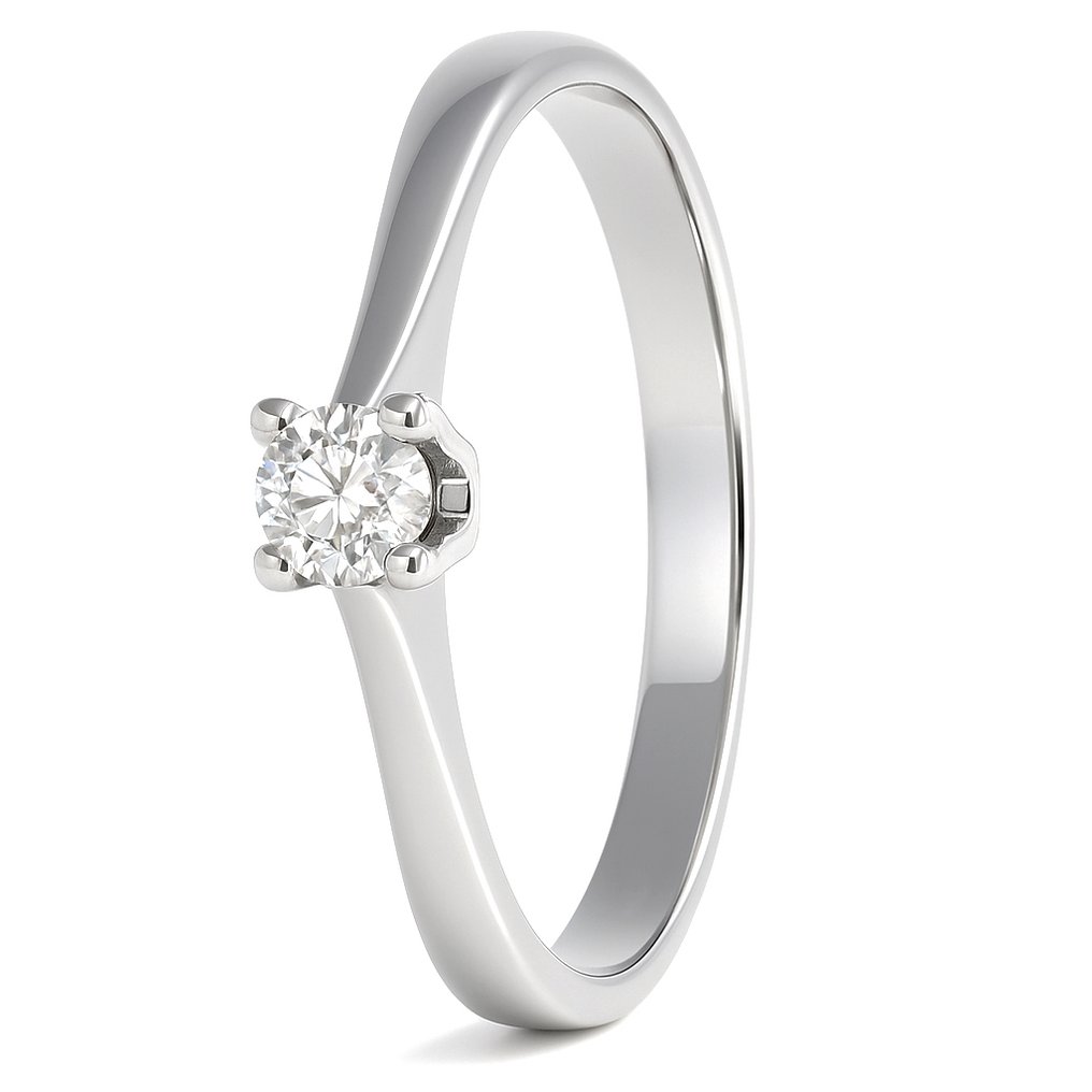 戒指 - 18K包金 白金 - 0.10ct. tw. 钻石 (天然) #4.3