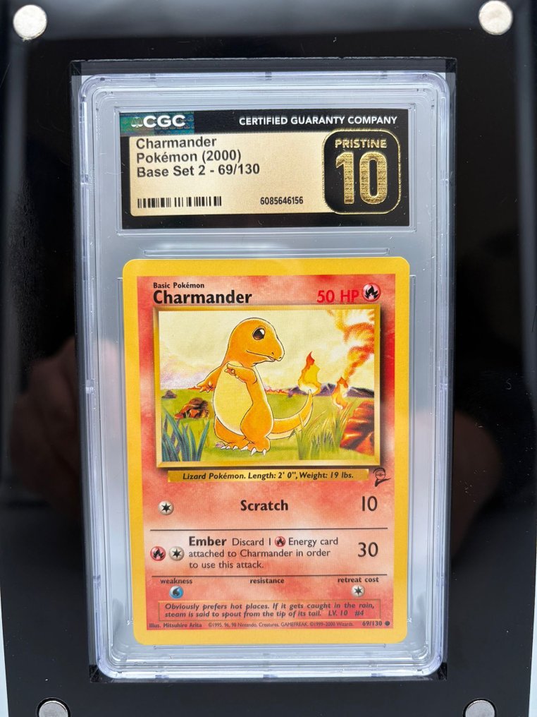 Pokémon Graded card - Charmander - CGC Pristine 10 - WOTC - Base set 2 #1.0