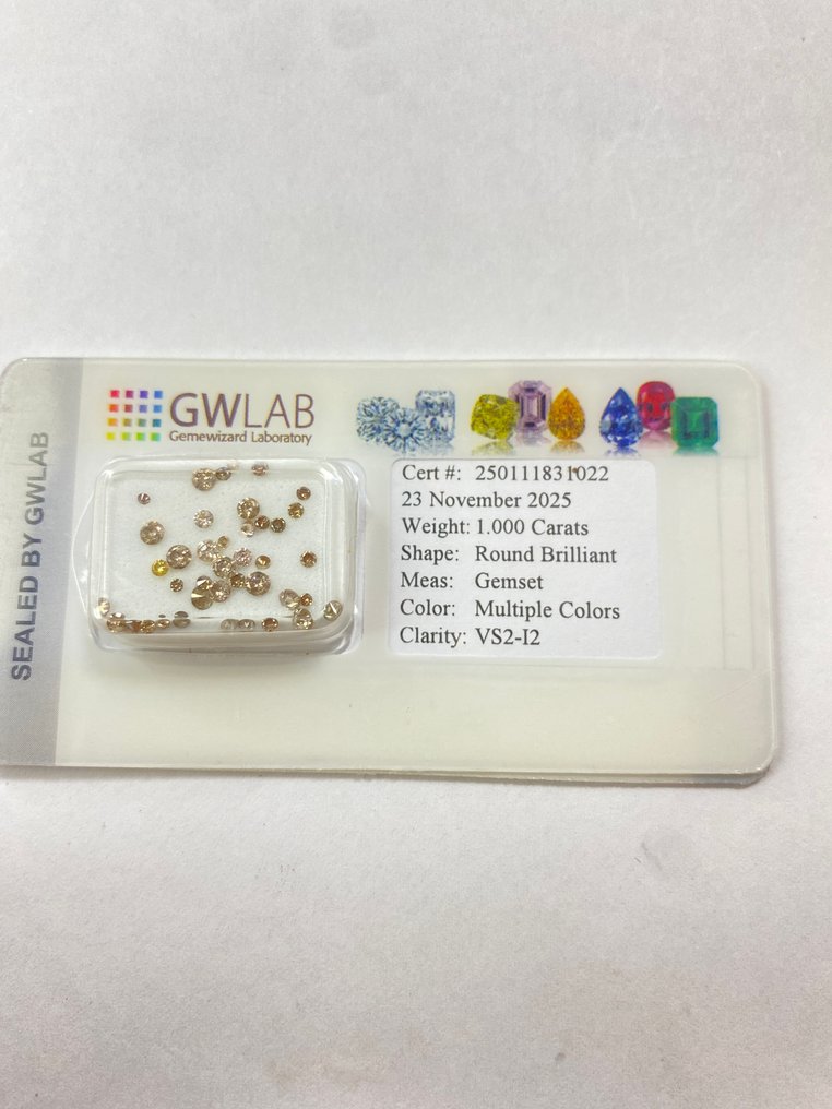 Sem preço de reserva - 40 pcs Diamante (Natural) - 1.00 ct - Redondo - SI1, I2 - Gemewizard Gemological Laboratory (GWLab) #1.0