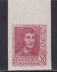 西班牙 1938 - Fernando el Católico SD - 选择品种 - Ed. 843s y 843 sph // Edifil 844As y 844A cMs en vez de cTs #4.3