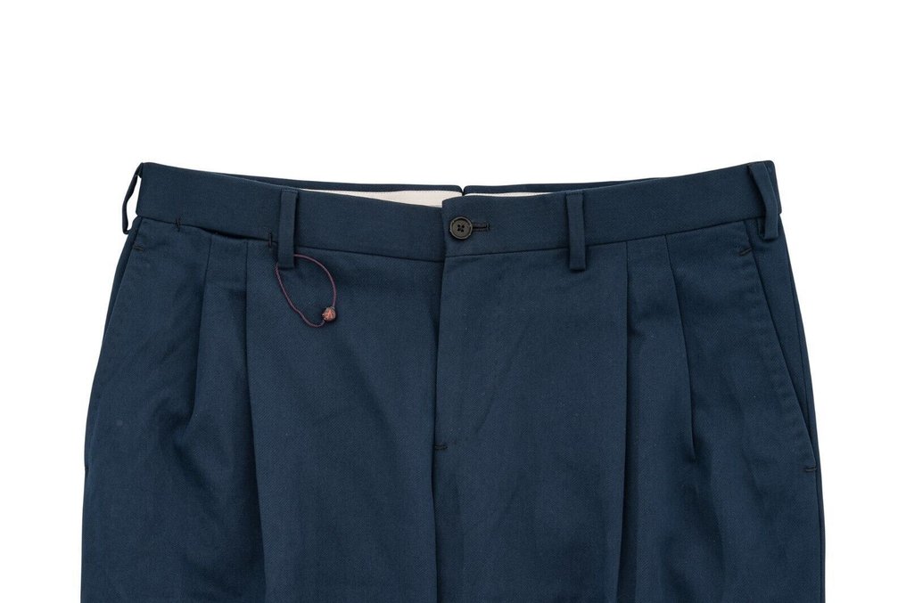 ISAIA NAPOLI RRP 1250€ Solid Blue Hand-Sewn Dress Pant Cotton 7R - 48 IT - Παντελόνι - New with tags #2.1