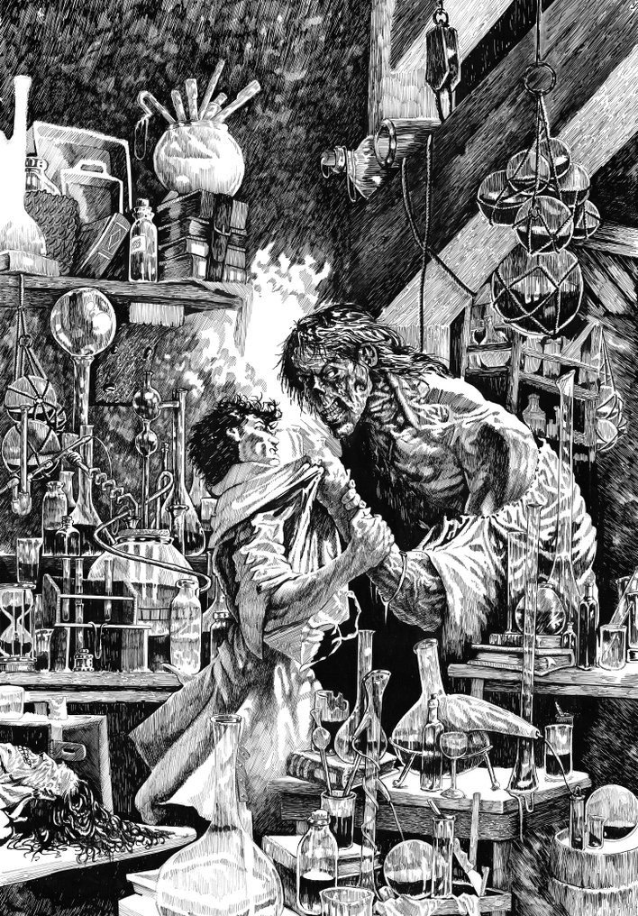 Joaquin Ramal - 1 Fine Art Print - Frankenstein Angry (Inspired by Bernie Wrightson) - Embossed Edition #2.1