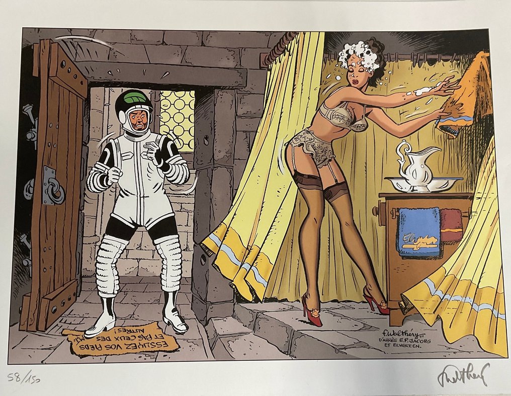 François Walthéry & E.P. Jacobs & Elvgreen - 1 Serigraphy - Natacha #1.0