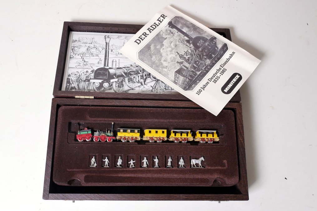 Minitrix N轨 - 模型火车 (1) - 木质盒子，附带宣传册《鹰》 - Nürnberg Fürth 1835 #1.0