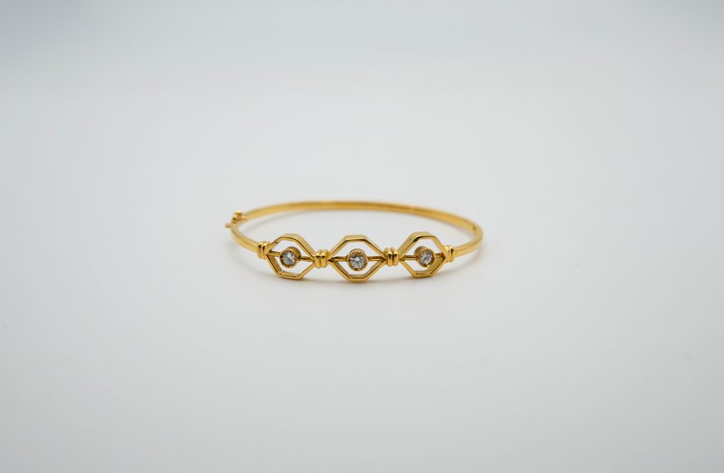 手鈪 - 18 克拉 黃金 鉆石 (天然) #1.0