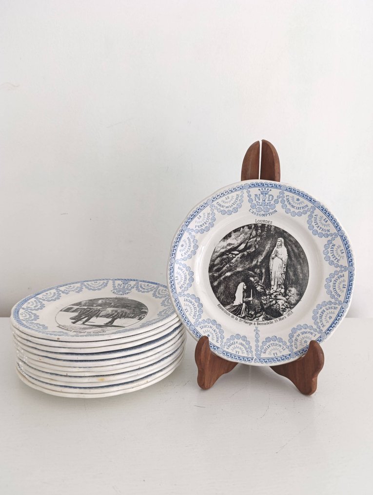 Sarreguemines - Digoin - Πιάτο σερβιρίσματος (12) - Κεραμικό - Υπηρεσία Επιδορπίων Lourdes #1.0