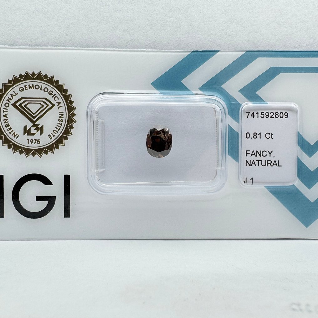 没有保留价 - 1 pcs 钻石 (天然色彩的) - 0.81 ct - 椭圆形 - Fancy dark 橙色 棕色 - I1 内含一级 - 国际宝石研究院(IGI) #4.3