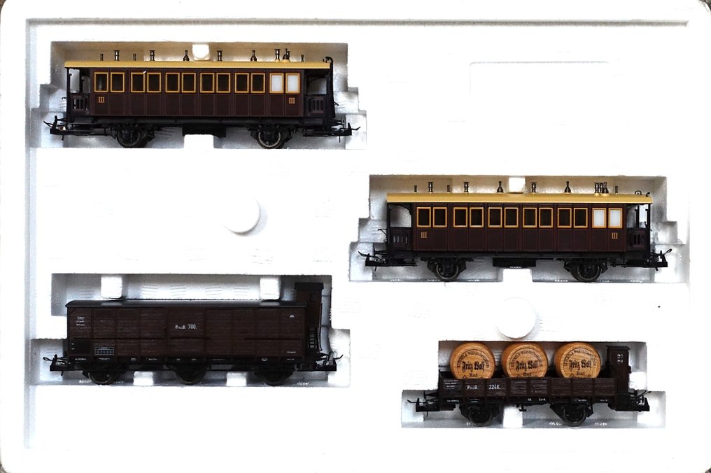 Trix H0 - 21252 - Model train wagon (1) - Four-piece wagon set 'Pfalz-Bahn' #1.0