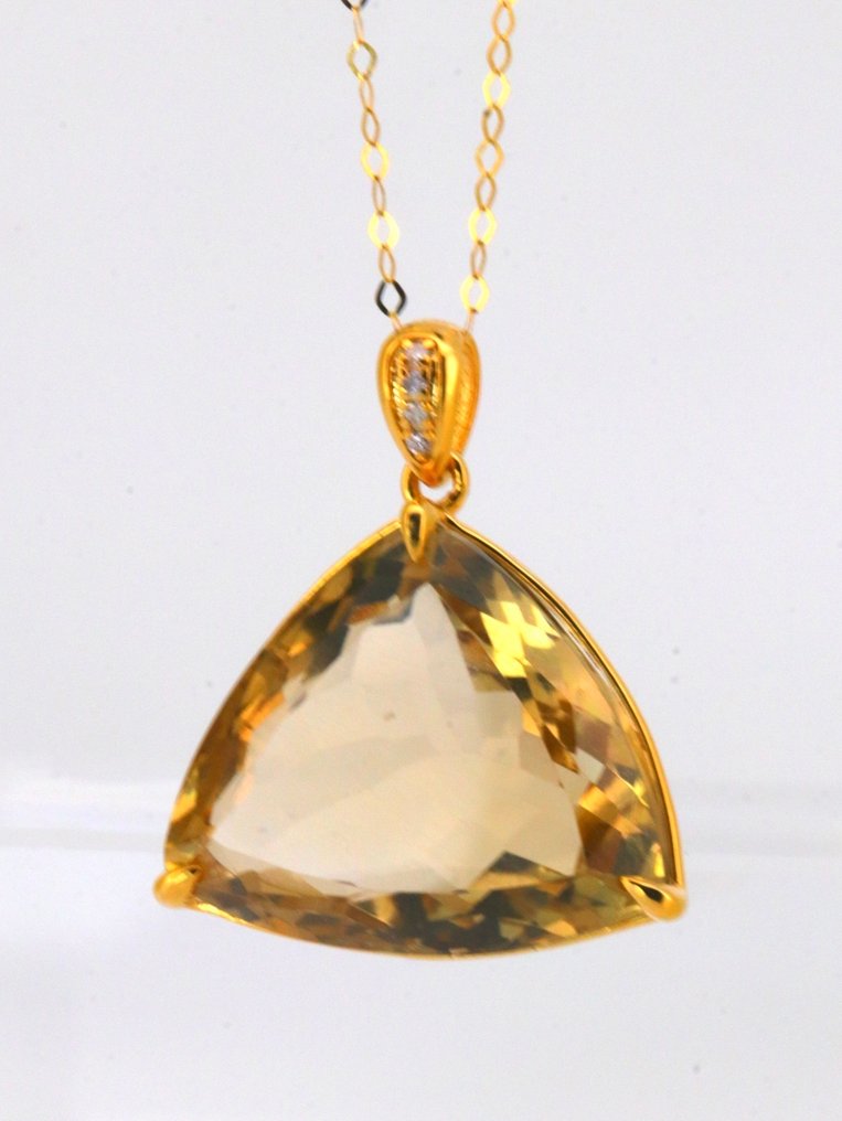 Ingen mindstepris - Vedhæng - 14 karat Gulguld Citrin - Diamant #1.0