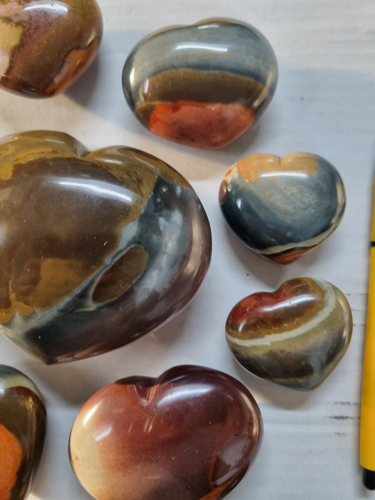 Μεγάλο σετ με πολύχρωμες καρδιές από τζάσπερ 10,5-5 εκ. Καρδιά- 1622 g #2.1