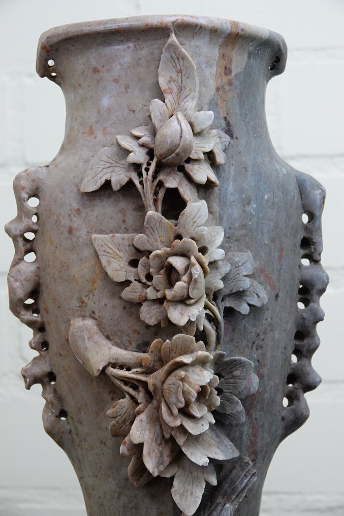 花瓶 - speksteen - 亚洲 - 丰富装饰的  (没有保留价) #3.2