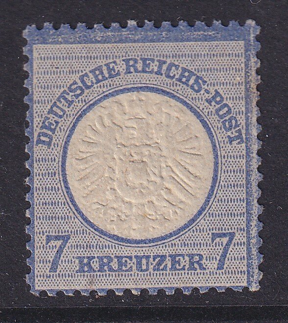 德意志帝国 1872 - 大胸甲。7 Kr.（灰色）超蓝色，深灰蓝色。 - Michel: 26 #1.0