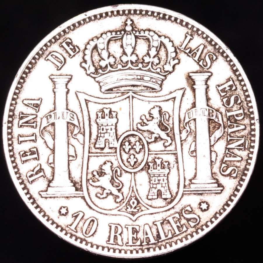 Spanje. Isabel II. 10 Reales Ceca de Madrid. Estrella de seis puntas. REINA DE LAS ESPAÑAS. (Zonder Minimumprijs) #1.0