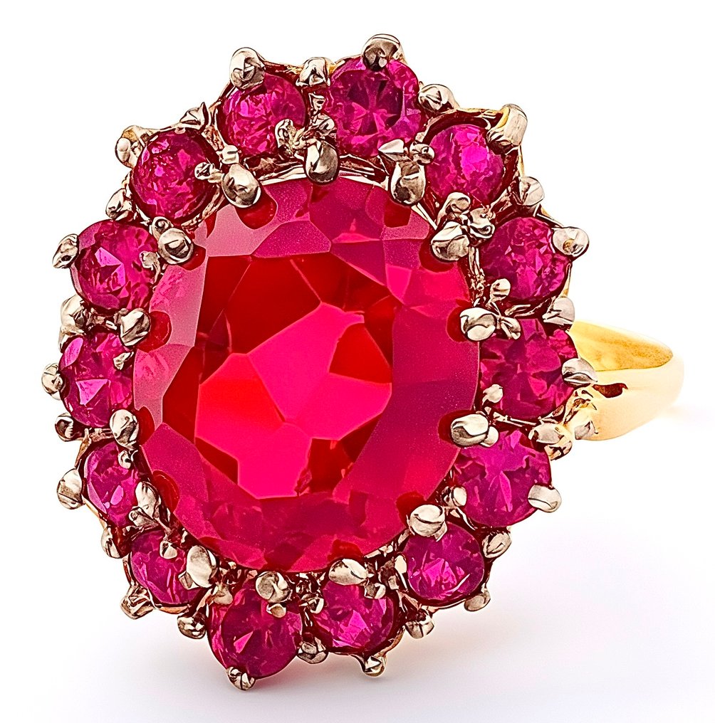 Nincs minimálár - Gyűrű - 9 Kt Sárga arany, Ezüst Rubin - Rubin #2.1