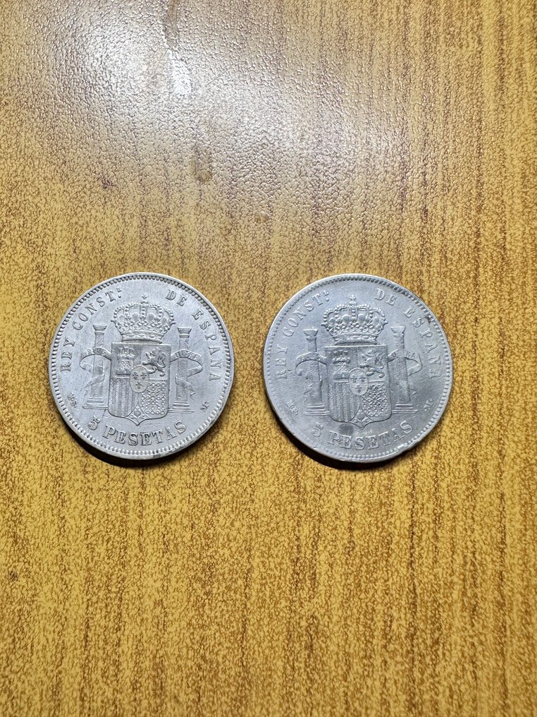 Ισπανία. 5 Pesetas Anni: 1883 1888 ( 2 monete )  (χωρίς τιμή ασφαλείας) #1.0