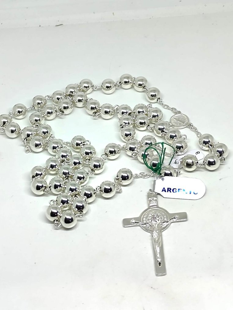  誦經念珠 - 稀有的梵蒂冈银制念珠，ARGENTO 800，工艺精美，重24克。 - 1990-2000  #1.0