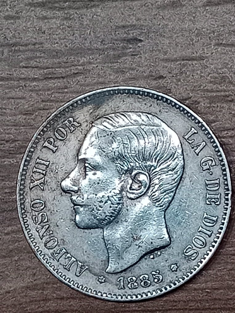 Spanien. Alfonso XII. 5 Pesetas 1885 (*18-85) MSM (Ingen mindstepris) #2.1