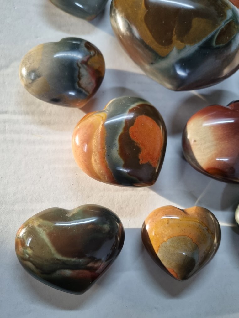 Μεγάλο σετ με πολύχρωμες καρδιές από τζάσπερ 10,5-5 εκ. Καρδιά- 1622 g #4.3
