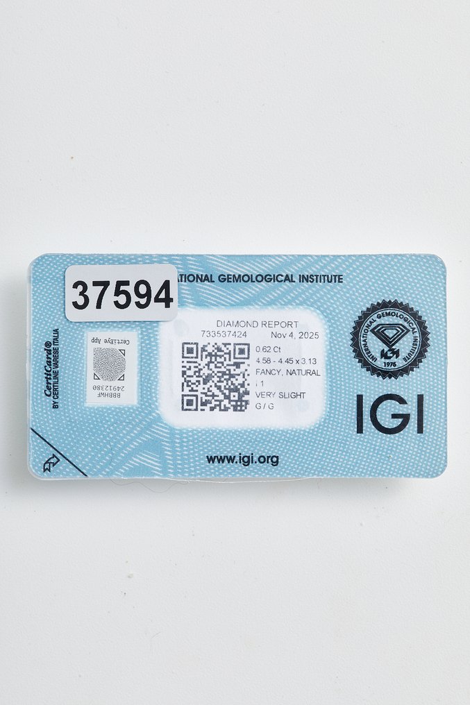 没有保留价 - 1 pcs 钻石 (天然色彩的) - 0.62 ct - 枕形 - Fancy 橙色 黄色 - I1 内含一级 - 国际宝石研究院(IGI) #1.0