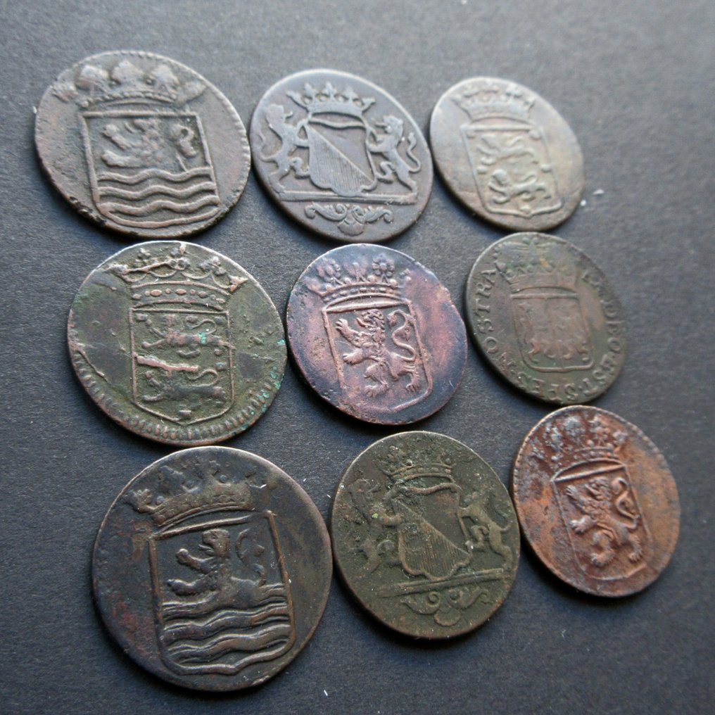Netherlands East Indies. Zeer Leuk Partijtje VOC Duiten 1735 - 1791 (9 Stuks) (No Reserve Price) #2.1