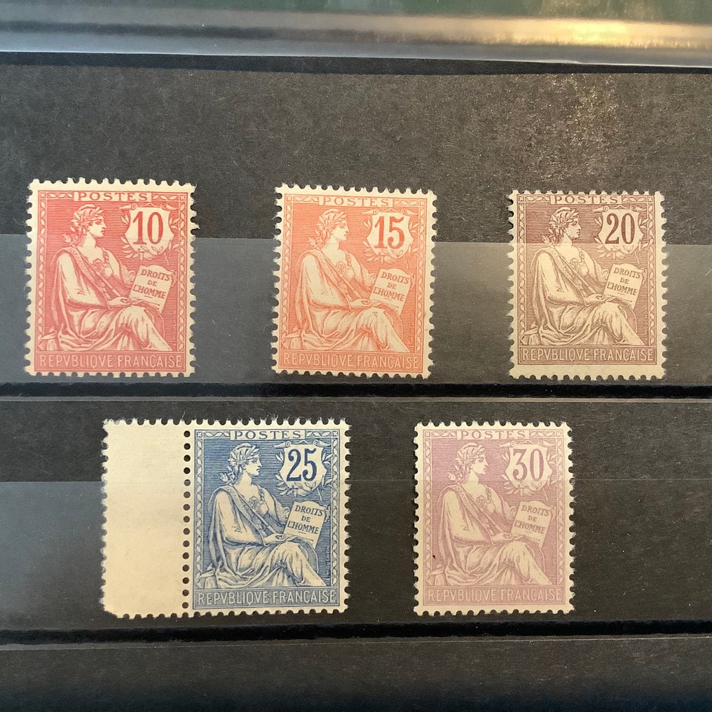 Francia 1901 - Mouchon Retouchez - approvato Brun - Yvert 124/128 #1.0