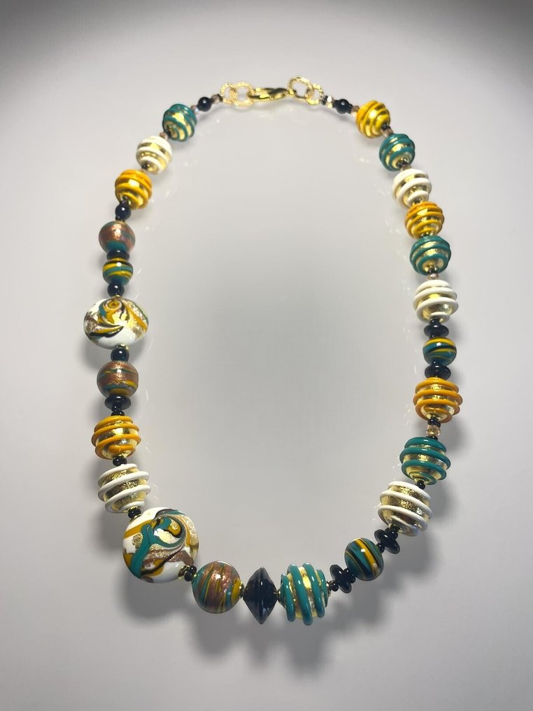 24 carats - verre de Murano, Or jaune - Collier - feuille d'or 24 kt #3.2