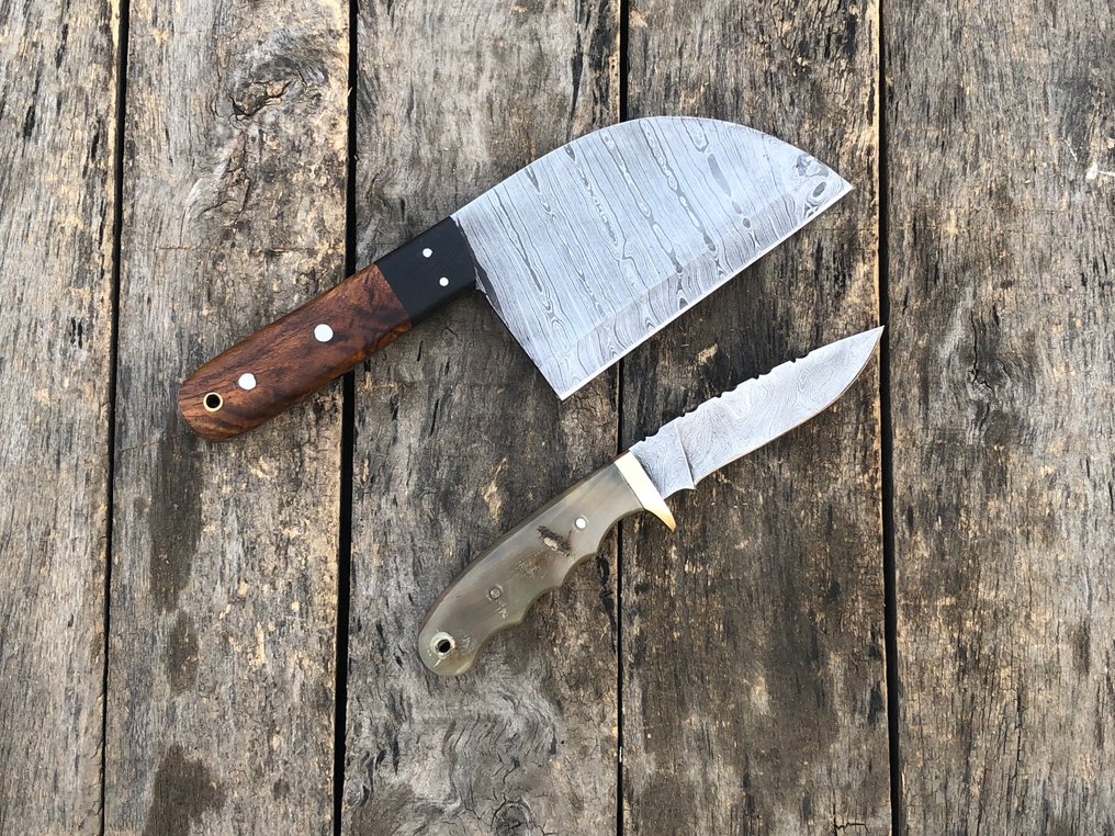 廚刀 - 手工塞尔维亚厨师剁骨刀与剥皮刀，锻钢，玫瑰木及稀有手柄 - 北美 - 皮套 (RT3) #3.2