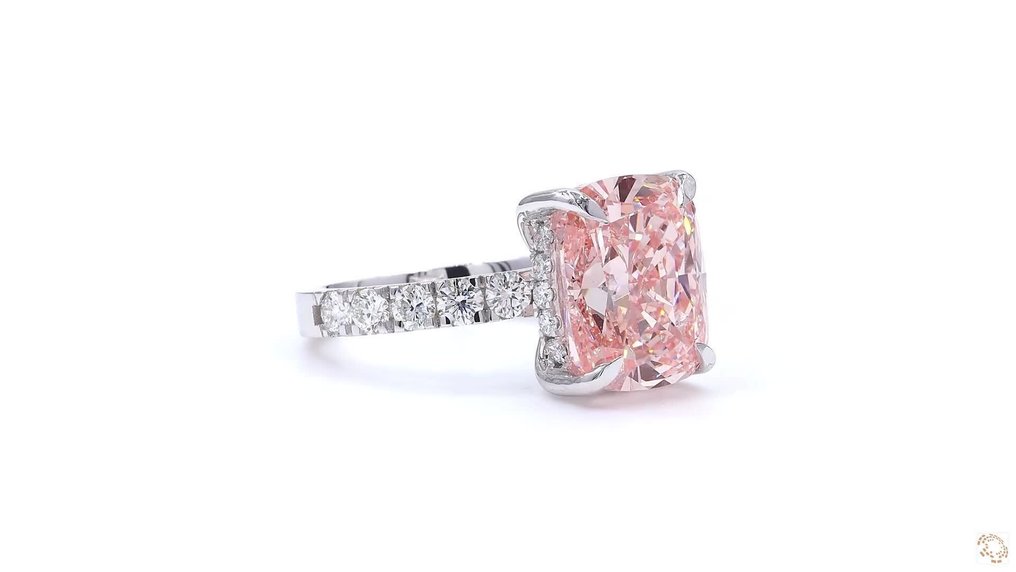 Gyűrű - 18 kt. Fehér arany - 9.06ct. tw. Rózsaszín Gyémánt (Laboratóriumban előállított fancy színű gyémánt) - Gyémánt - Feltűnő élénk rózsaszín #2.1