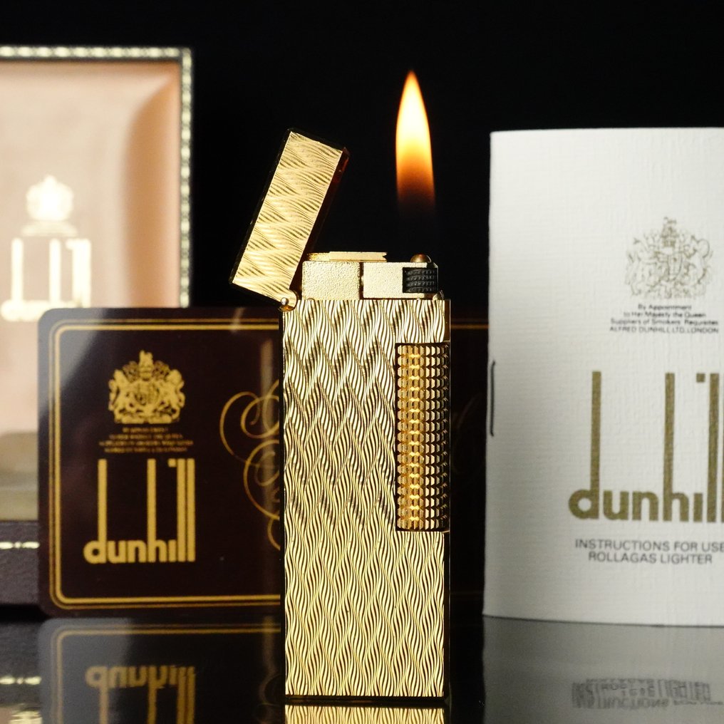 Dunhill - Chevron Pattern Rollagas Lighter - Senza Prezzo di Riserva - Accendino - Placcato oro #1.0