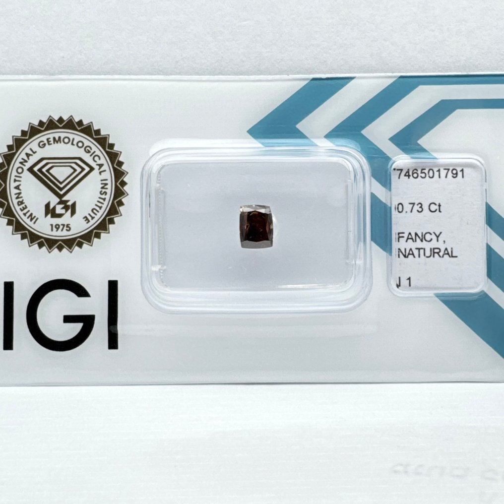 沒有保留價 - 1 pcs 鑽石 (天然彩色) - 0.73 ct - 枕形 - Fancy dark 褐色 橙色 - I1 - 國際寶石學院(International Gemological Institute (IGI)) #4.3