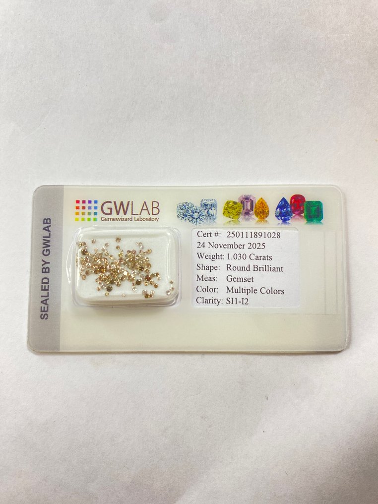 Fără preț de rezervă - 114 pcs Diamant (Natural) - 1.03 ct - Rotund - SI1, I2 - GWLab (Laboratorul gemologic Gemewizard) #1.0