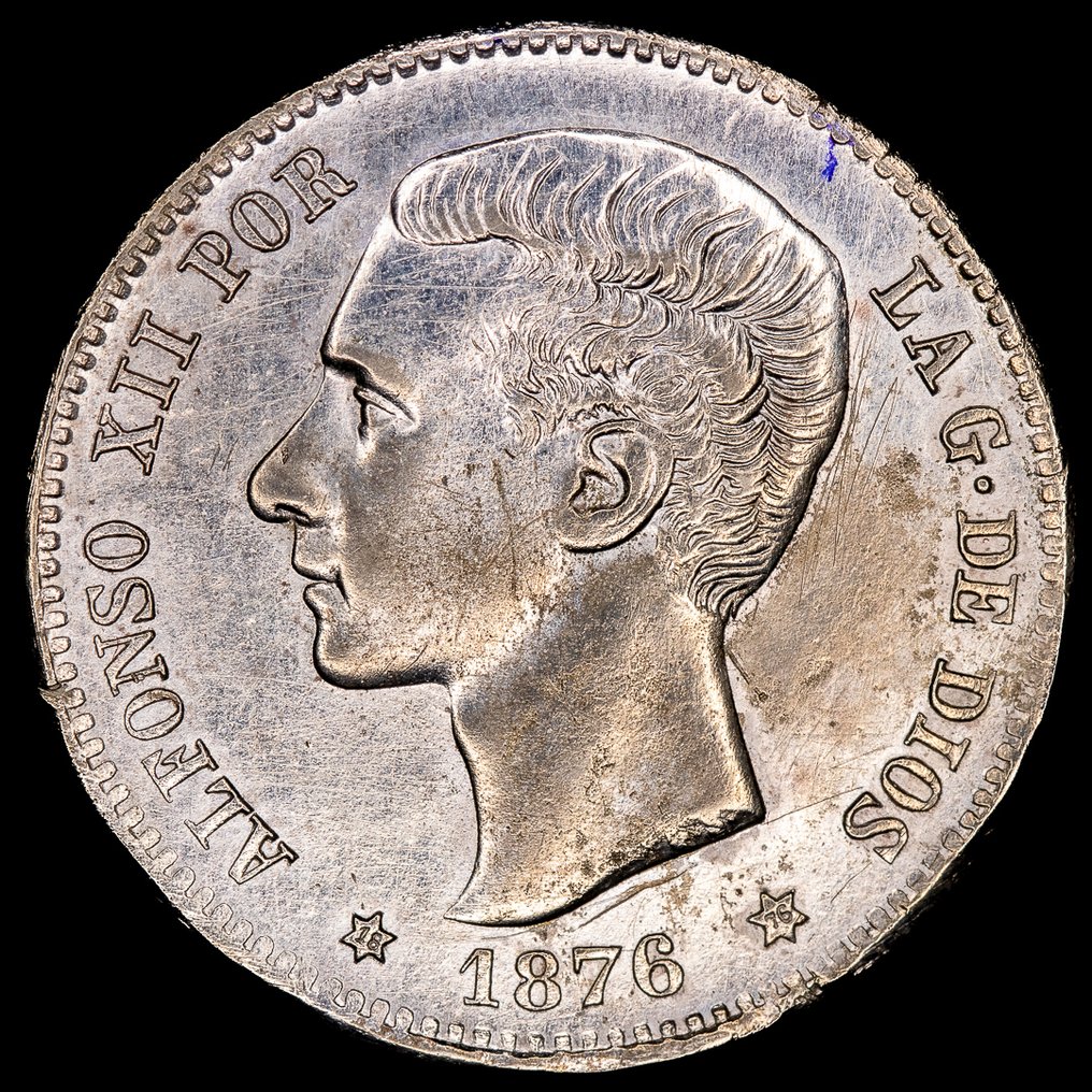 Spanien. Alfonso XII. 1 Peseta 1876 (18*76) - Madrid DEM (Ingen mindstepris) #1.0