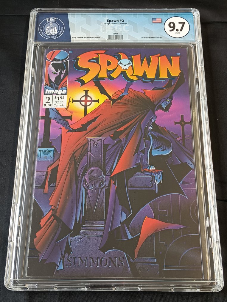 Spawn #2 - EGC 9.7 - Questions, part 2 - 1st appearance of Violator - 1 Graded comic - First edition - 1992 #1.0