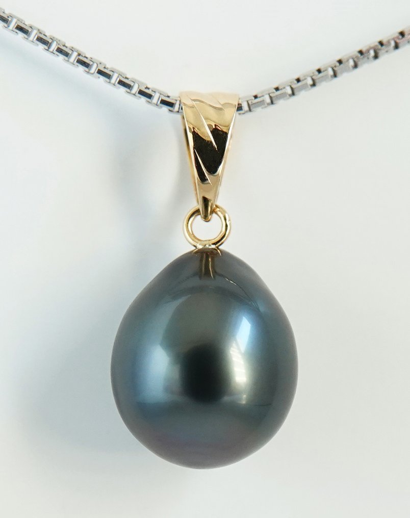 χωρίς τιμή ασφαλείας - Κρεμαστό κόσμημα - 18 καράτια Κίτρινο χρυσό Μαργαριτάρι - Μωβ λεβάντα, Ταϊτιανός #1.0