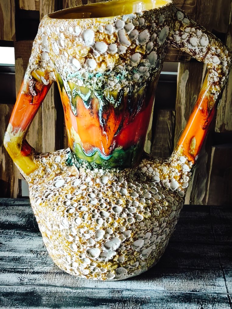 花瓶  - 陶瓷, 镶嵌 - 70年代复古大花瓶 #4.3