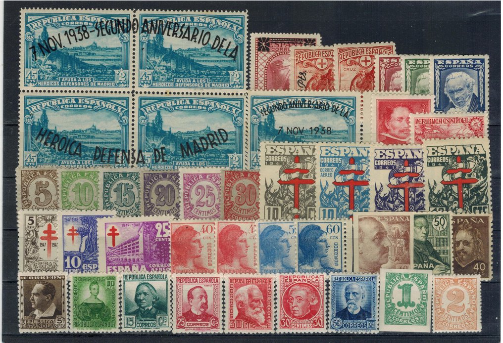 Espanha 1933/1947 - Lote de selos do 1º Centenário. 15 séries completas. #1.0