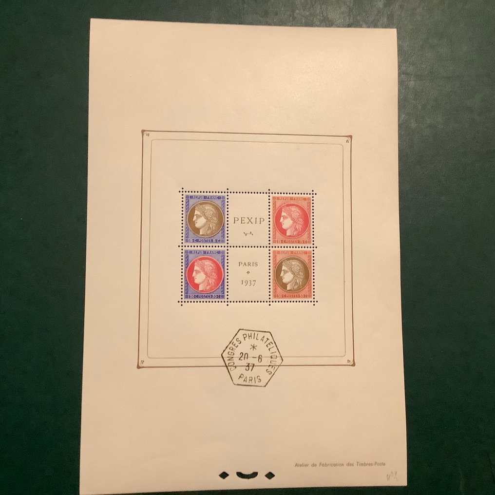 France 1937 - Bloc PEXIP avec tampon d'occasion. - Yvert blok 5a #1.0