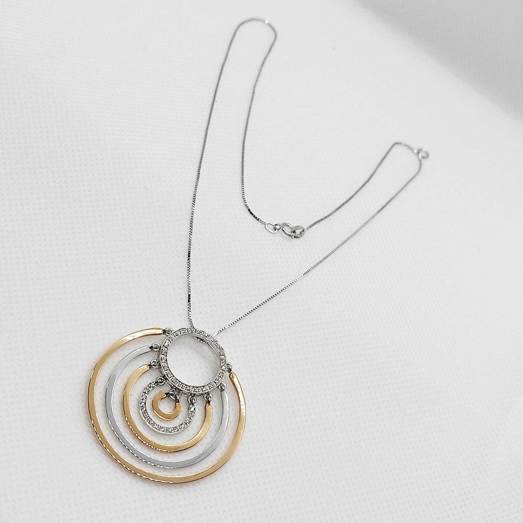 吊坠项链 - 18K包金 白金, 黄金 #1.0