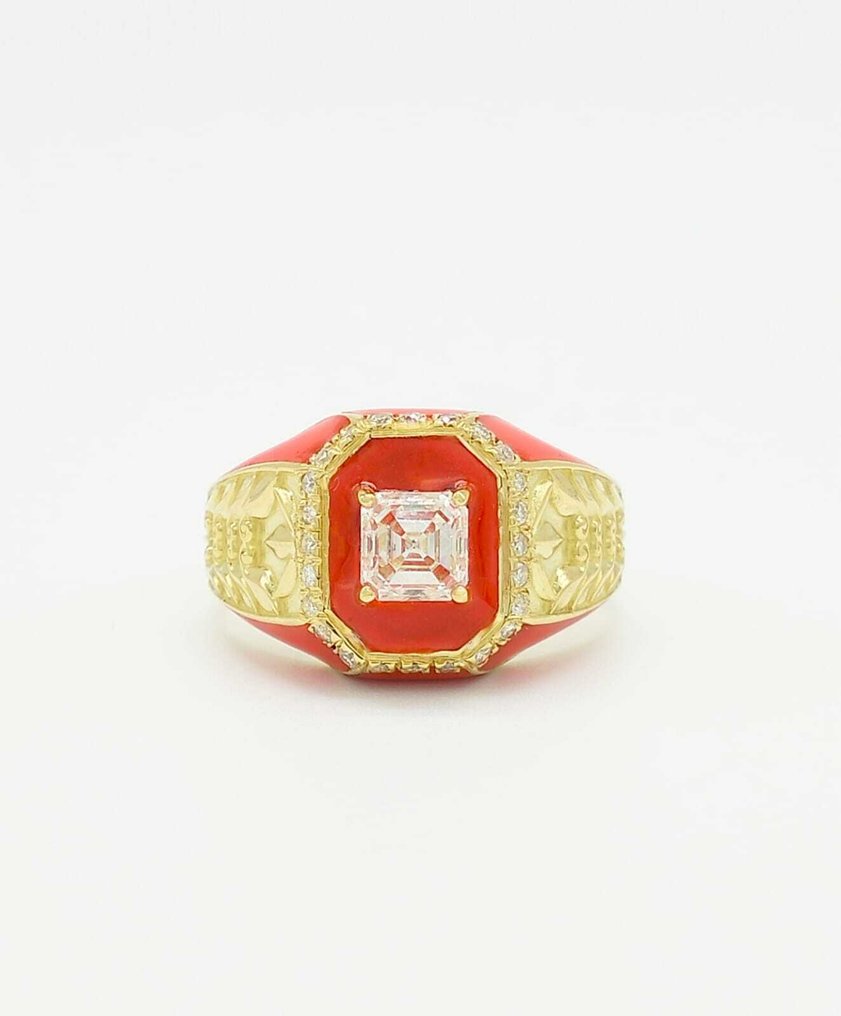 Statement ring - 18 karaat Geel goud - 1.00ct. tw. Diamant (Natuurlijk) #1.0