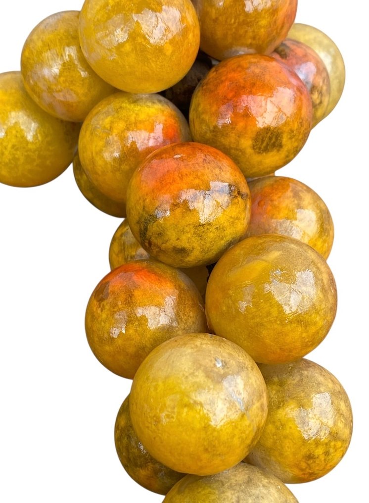 雕刻, Cacho de uvas feitas de Alabastro em um tronco de videira real - 14 cm - 雪花石膏 #2.1