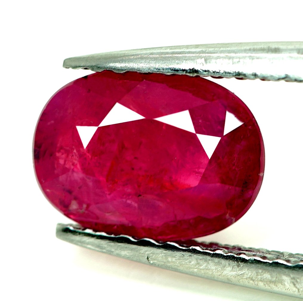 Zonder Minimumprijs - 1 pcs  Rood Robijn  - 1.62 ct - Bellerophon Gemlab #1.0