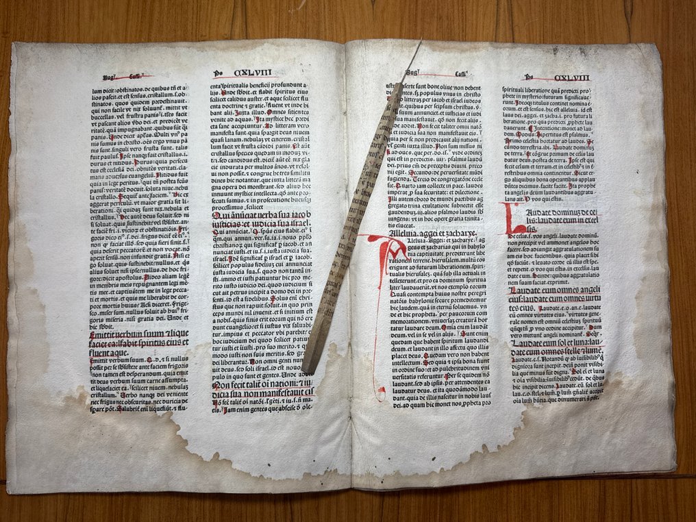 Johann Sensenschmidt und Andreas Frisner Nürnberg am 12. Februar 1478 - 4 Blätter Inkunabel Petri Lombardi glossa, Schöne Rubrizierung Seltener Druck + Pergamentfragment - 1478 #1.0